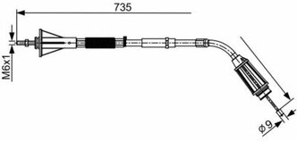 Трос стояночного тормоза левый Volvo S80 II/V70 III/Xc70 II 06>16 BOSCH 1987482554