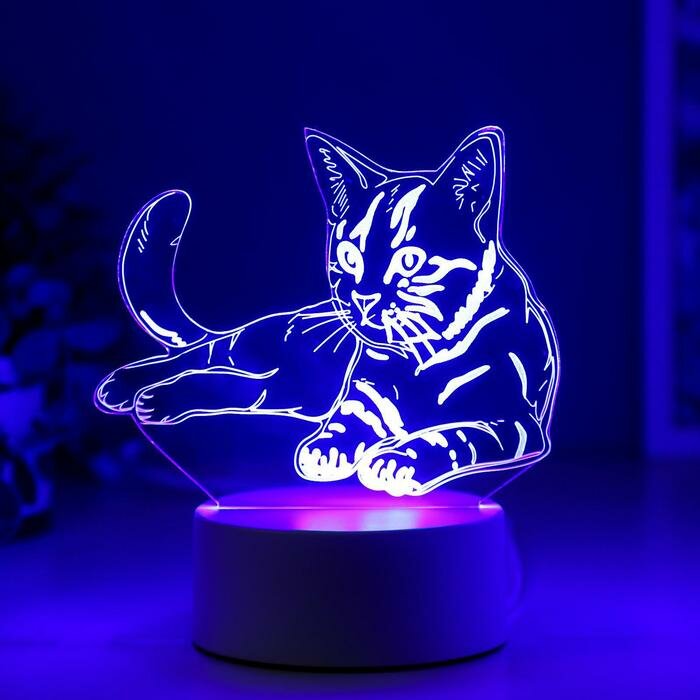 RISALUX Светильник "Кошечка" LED RGB от сети - фотография № 4