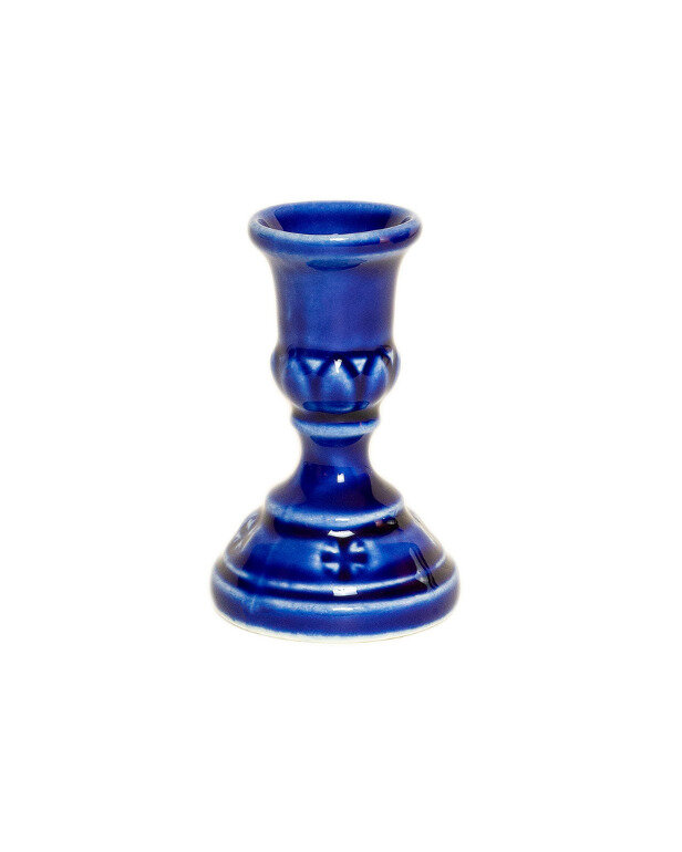Подсвечник церковный керамический Малый синий, подсвечник для свечи религиозный, d - 10 мм под свечу
