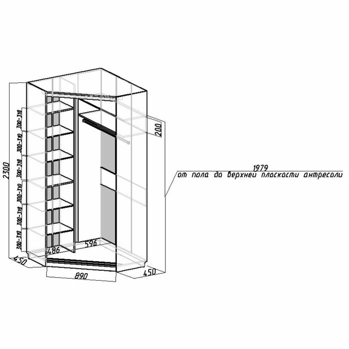 Угловой шкаф-купе Добротный 2 зеркала Венге Темный - фотография № 3