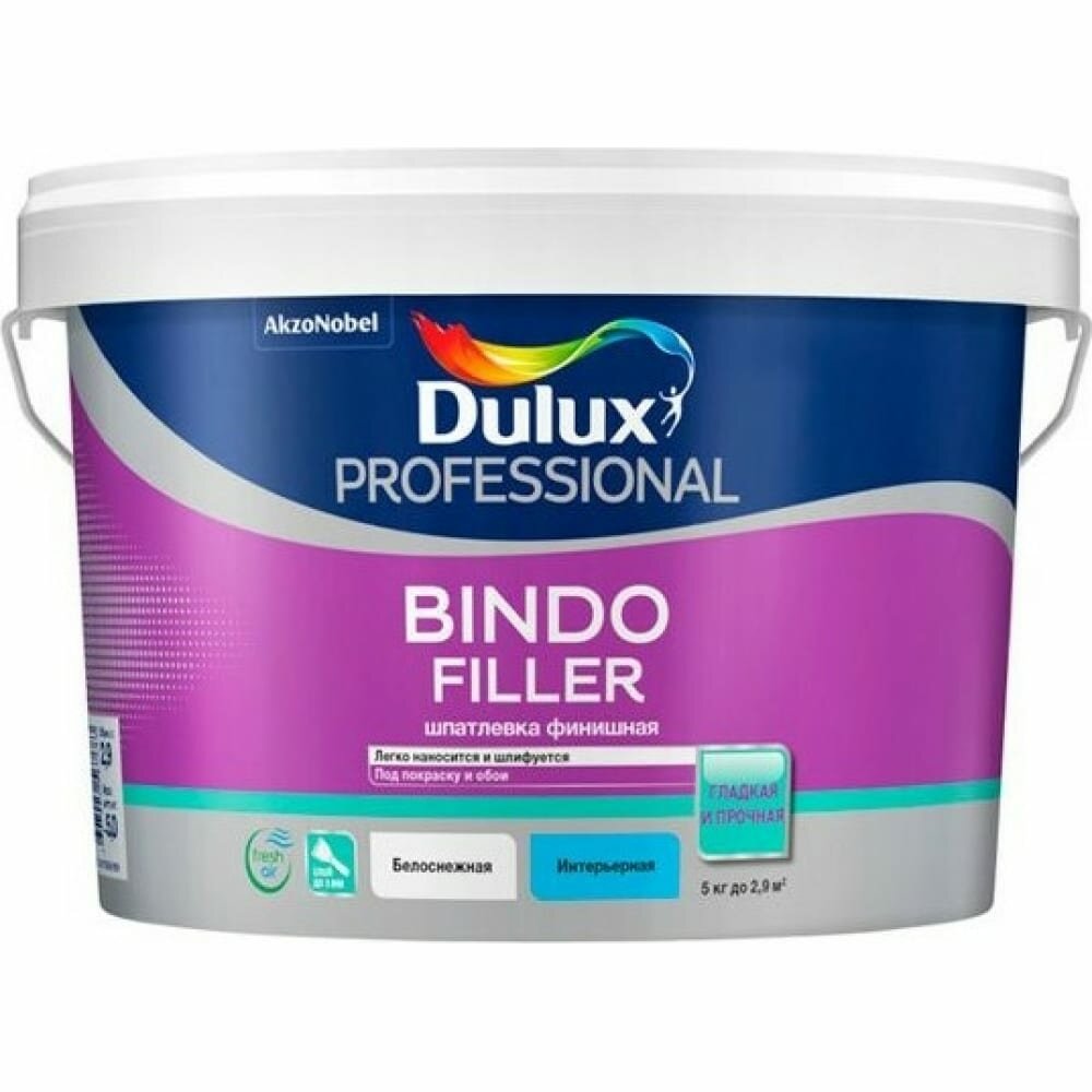фото Финишная колеруемая безусадочная шпаклевка под покраску и обои Dulux BINDO FILLER