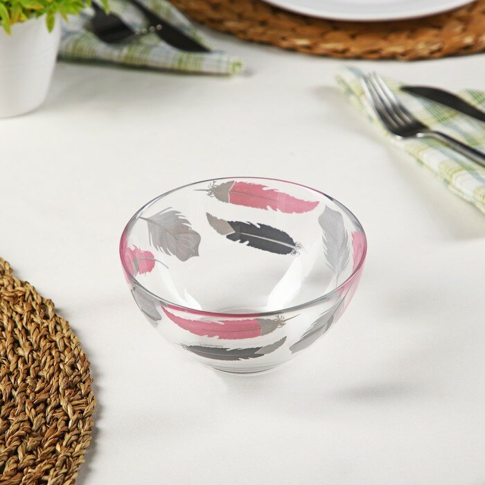 фото Салатник стеклянный Tirana pink, 400 мл, d=13 см