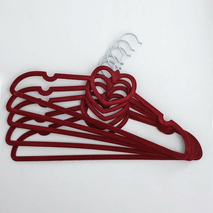 Вешалка-плечики для одежды «Сердце», размер 44-46, флокированное покрытие, цвет микс - фотография № 6