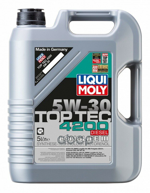 Liqui moly Нс-Синт. Мот.Масло Top Tec 4200 Diesel 5w-30 C3 (5л) 2376