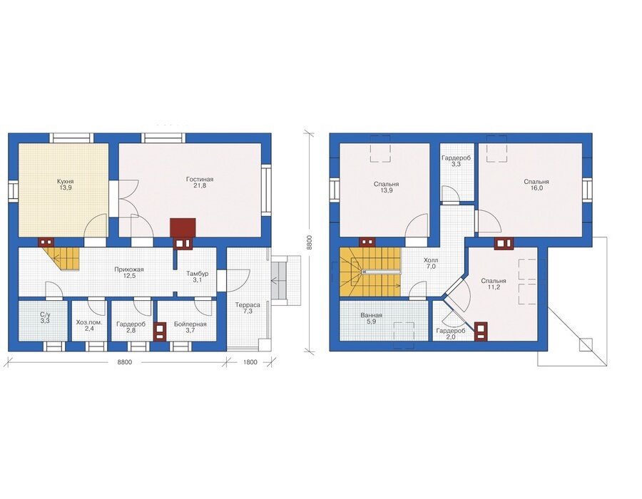 Проект дома Plans-55-37 (123 кв.м, газобетон 400мм) - фотография № 2