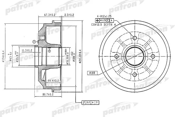 Барабан тормозной CITROEN XSARA 97-05 XSARA Break 97-05 XSARA PICASSO 00- XSARA купе 98-05