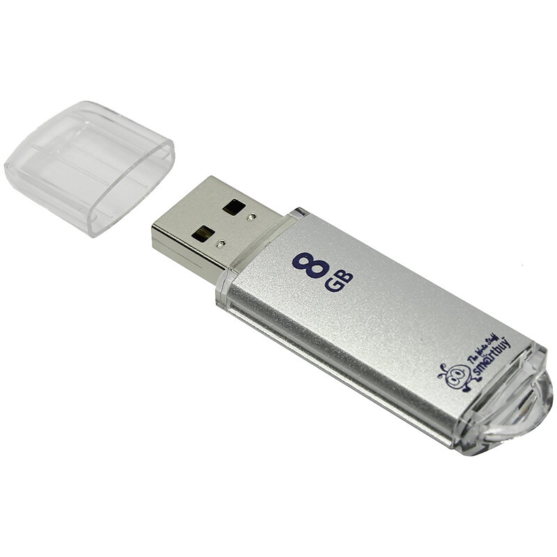 Память Smart Buy "V-Cut" 8GB, USB 2.0 Flash Drive, серебристый (металл. корпус ) - 3 шт.