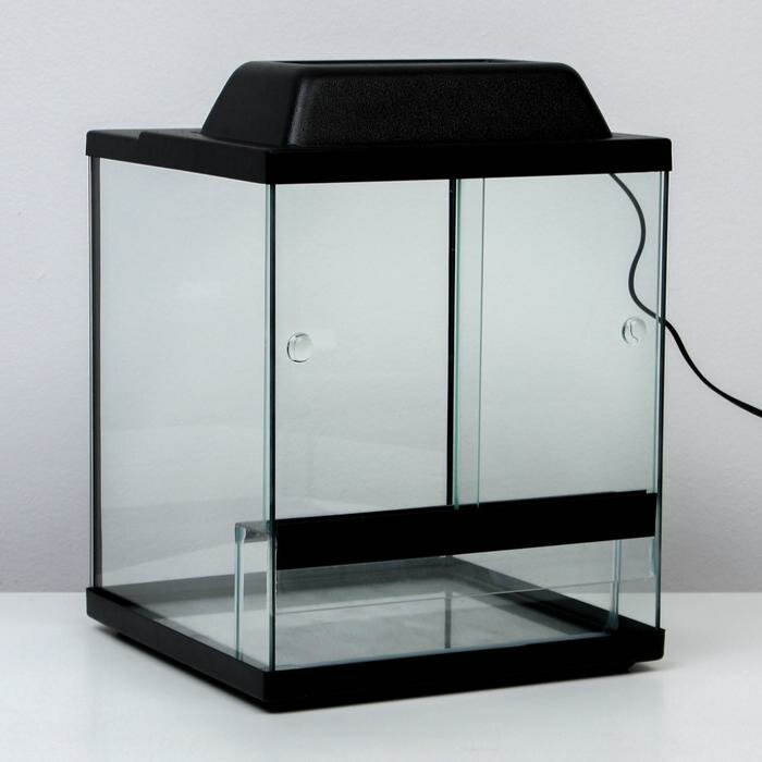 Пижон Террариум с раздвижными дверцами 30 л, черный 30х30х35 см