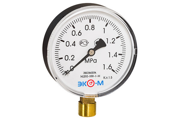 Манометр Экомера МД02-100мм 0..16МПа М20*15 (Эконом)