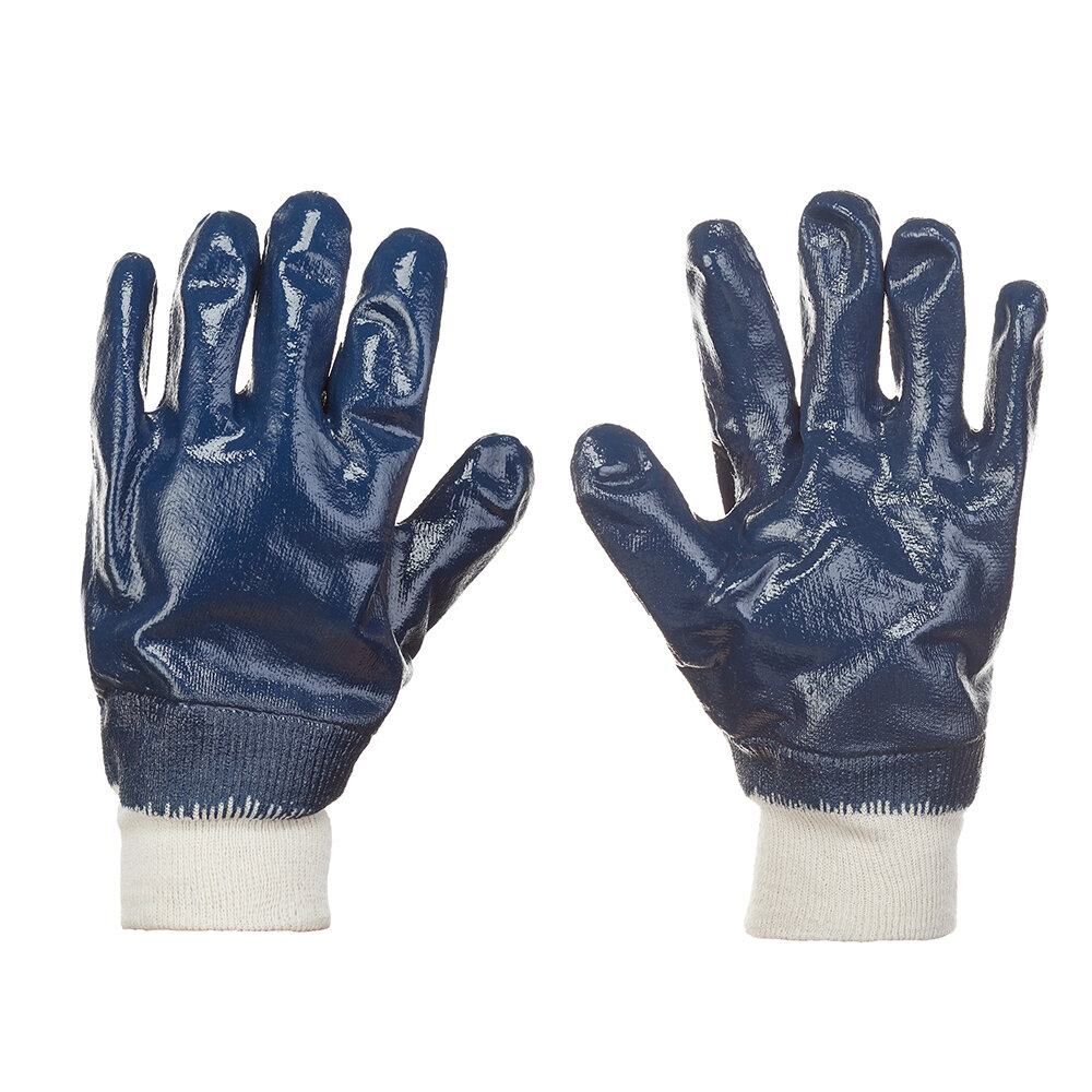 фото Перчатки трикотажные для защиты рук Hesler (668643/5868) нитриловое покрытие манжета на резинке 10 (L ) бело-синий