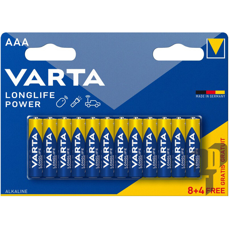 Батарейки Varta Longlife Power 4903 щелочные AAA LR03 12 шт