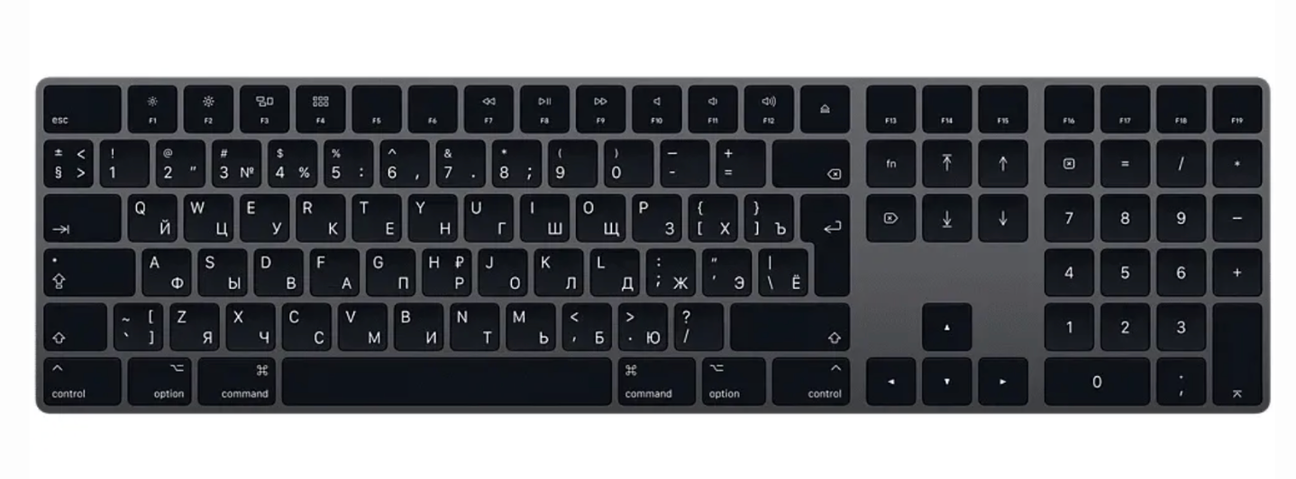 Беспроводная клавиатура Apple Magic Keyboard 2 с цифровой панелью черная русская