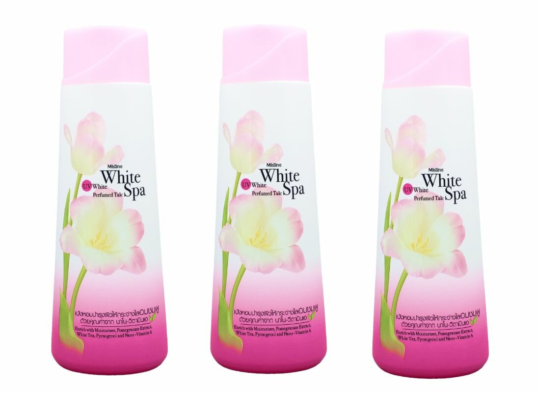 Mistine Парфюмированный тальк для тела White Spa UV White Perfumed Talc Powder, 200 г - 3 штуки