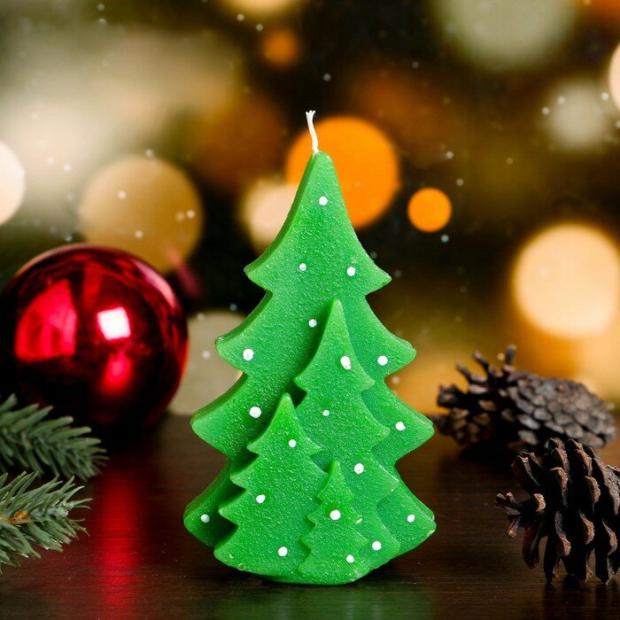 фото Свеча Sima-land "Еловый лес", декоративная, зеленая, 7,5х4,5х12 см