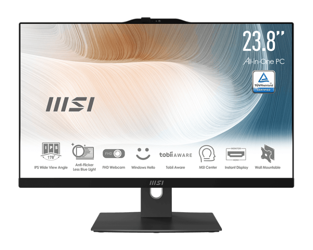 MSI Modern AM242P 12M-670XRU (MS-AE07) 23.8' FHD(1920x1080)/Intel Core i5-1235U 1.30GHz (Up to 4.4GHz) Deca/16GB/256GB SSD+1TB/Integrated/WiFi/BT/2.0MP/KB+MOUSE(WLS)/noOS/1Y/BLACK