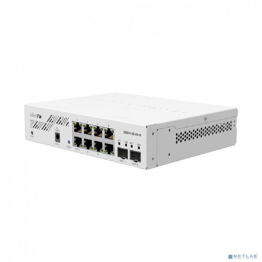 Mikrotik Сетевое оборудование MikroTik CSS610-8G-2S+IN Cloud Smart Switch Коммутатор 8x1Gbit 2SFP+ настольный корпус