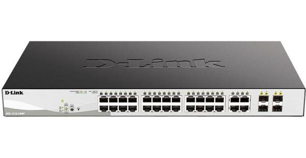 D-Link PROJ Smart L2 Switch 24x1000Base-T PoE, 4xCombo 1000Base-T/SFP, PoE Budget 370W, Compact CLI