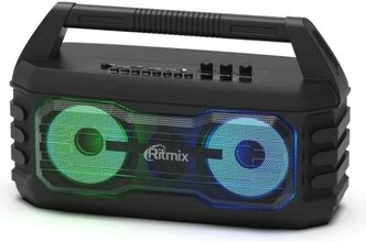 RITMIX SP-610B black {AUX, USB, microSD (MP3, WAV, WMA, APE), RGB-подсветка, эквалайзер, дисплей: LED, возможность, микрофонный вход Jack 6,