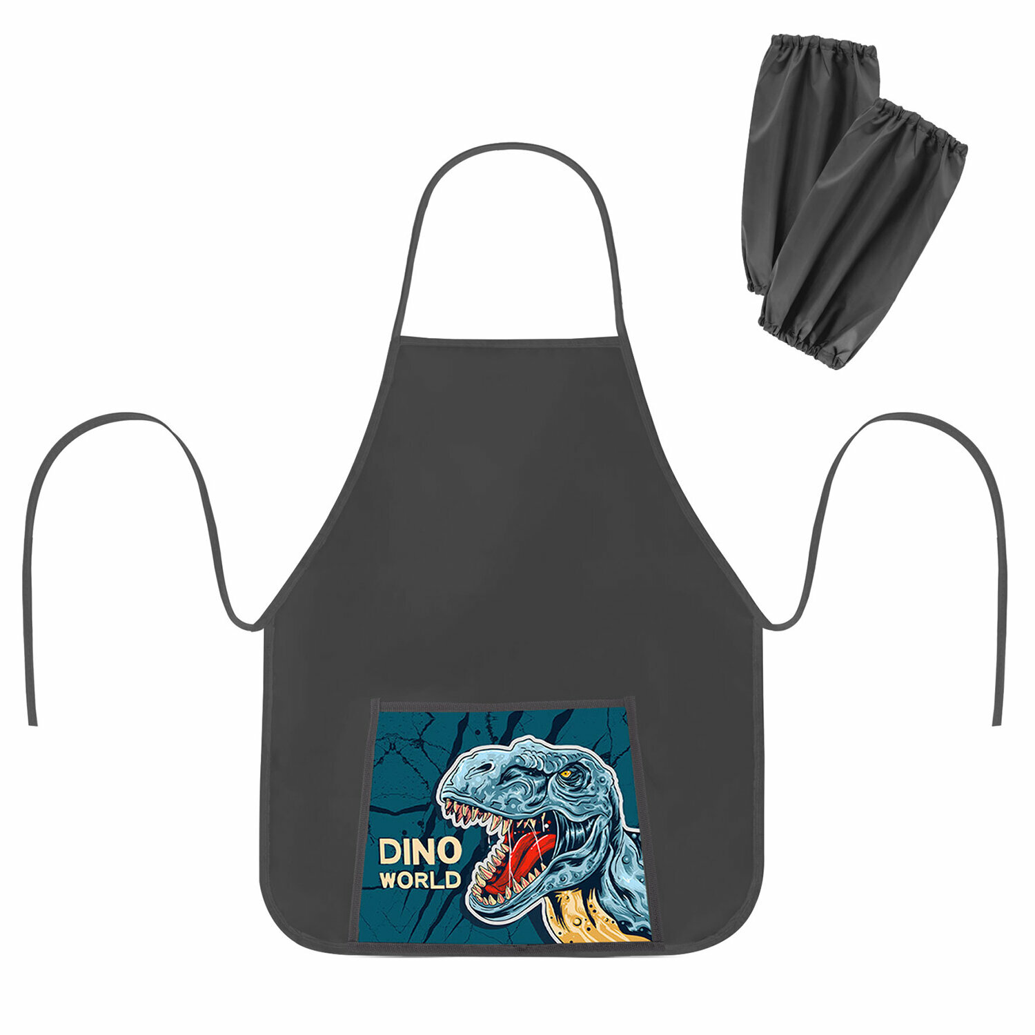 Накидка фартук с нарукавниками для труда пифагор, 1 карман, 46х54 см, "Dino world", 272462, в комплекте 1шт
