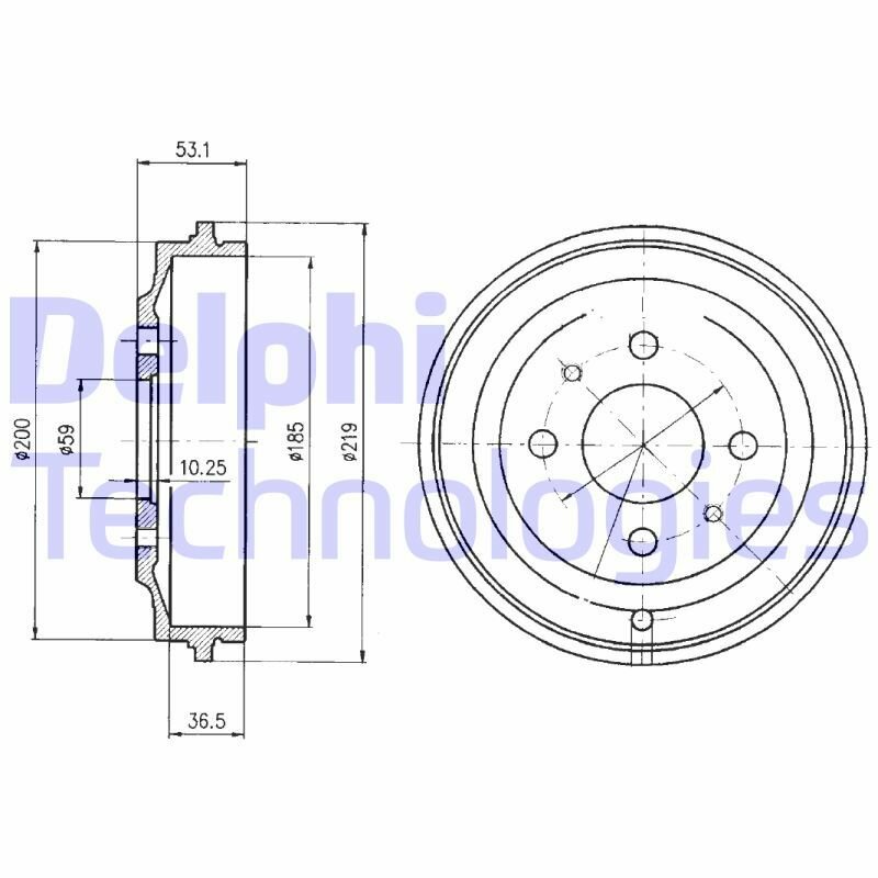 Тормозной барабан DELPHI BF389 (1 шт.)