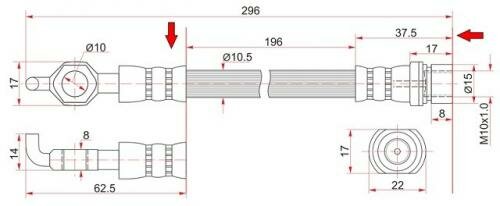 Шланг тормозной rr toyota Sat ST9094702740 Toyota: 90947-02658 90947-02740 90947-02922