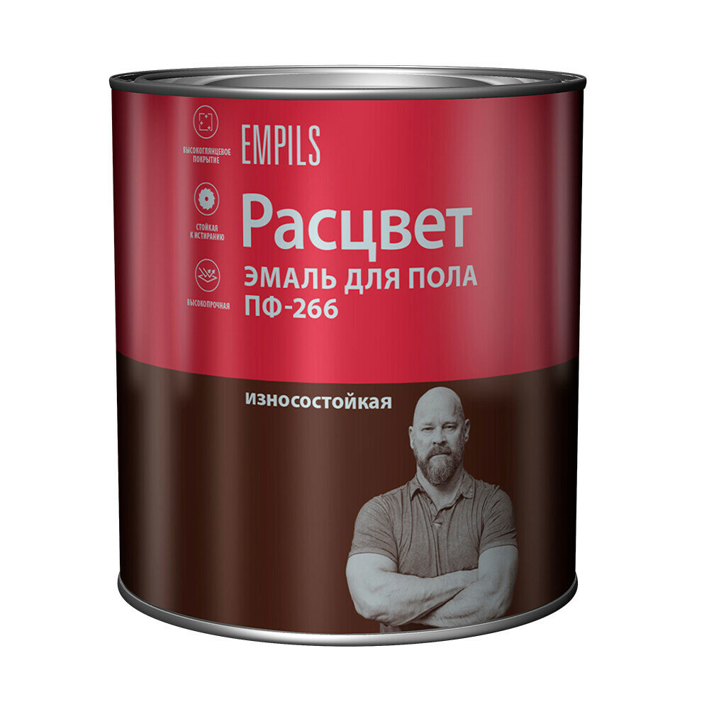 фото Эмаль Расцвет ПФ-266 для деревянных полов золотисто-коричневая глянцевая 2,7 кг