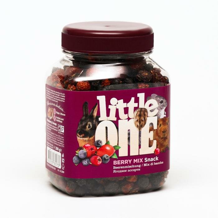 Лакомства д/грызунов Ягодное ассорти 200г банка Little One (Литтл Ван)/6