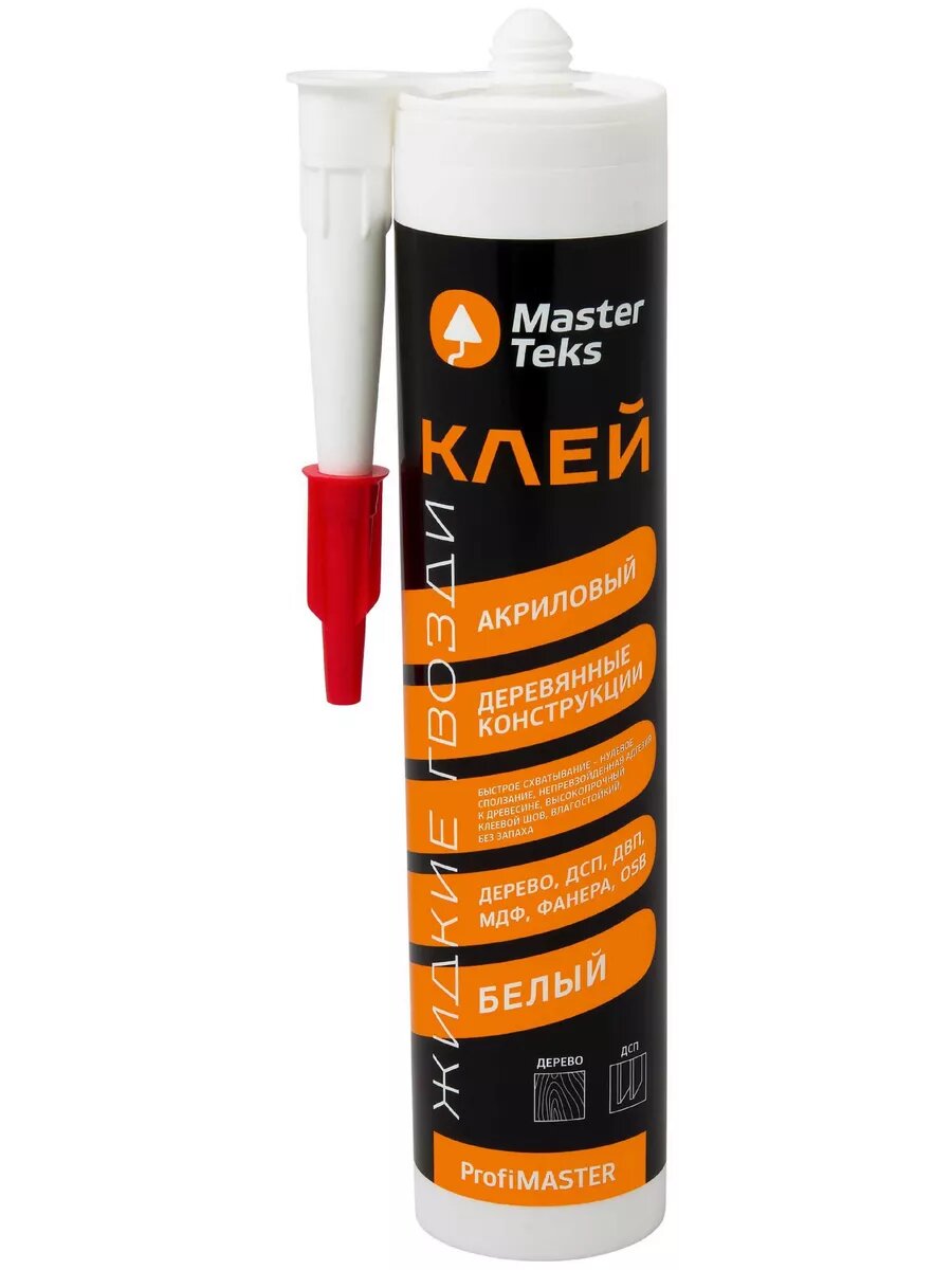 фото Клей акриловый MasterTeks PM для дер конструкций 528гр белый