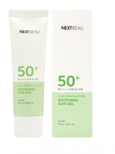 Солнцезащитный гель для лица Nextbeau Успокаивающий, с экстрактом алоэ SPF 50+/PA++++, 50 мл