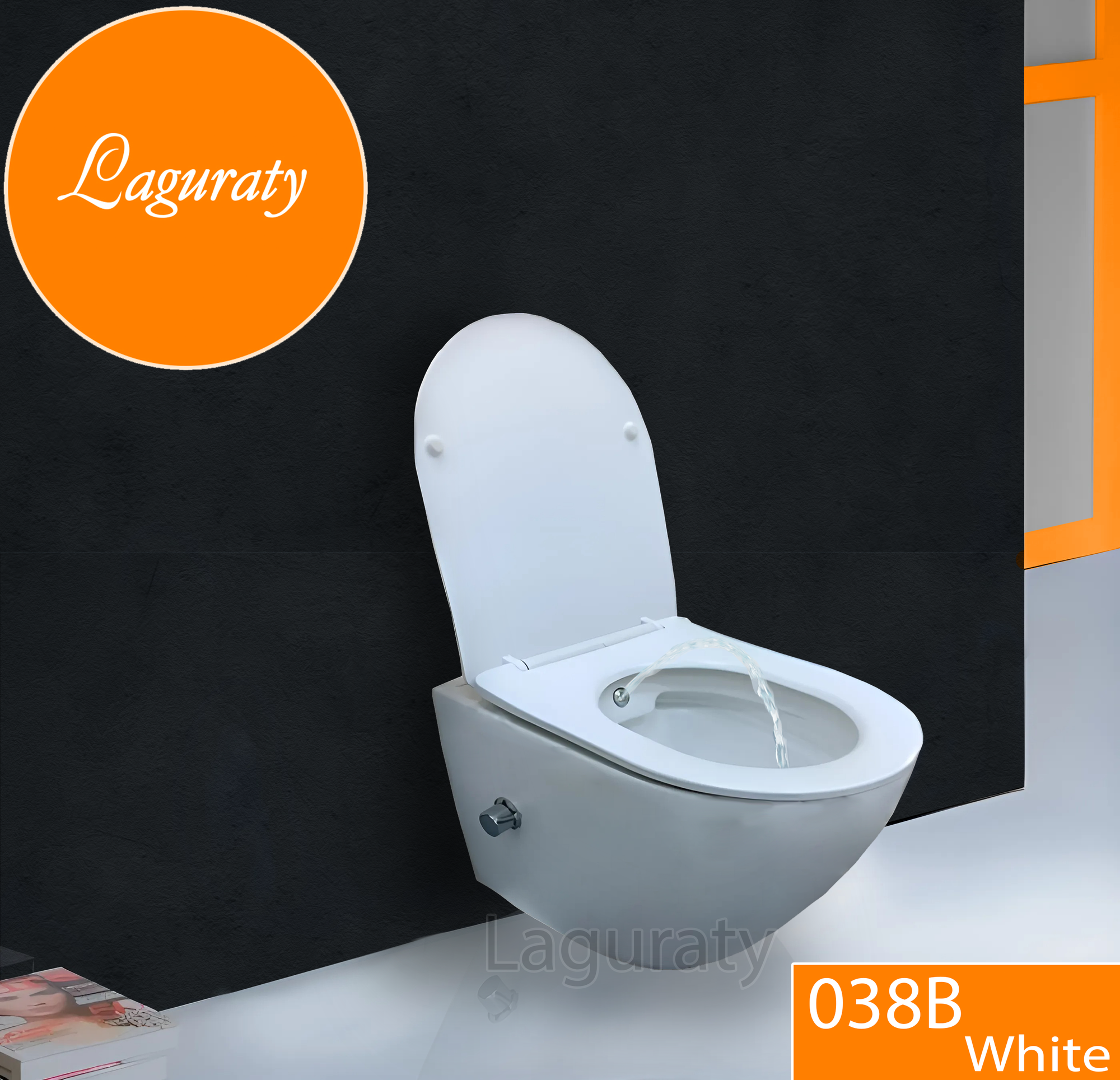 Подвесной безободковый унитаз с функцией биде Laguraty 038 BW white (белый)