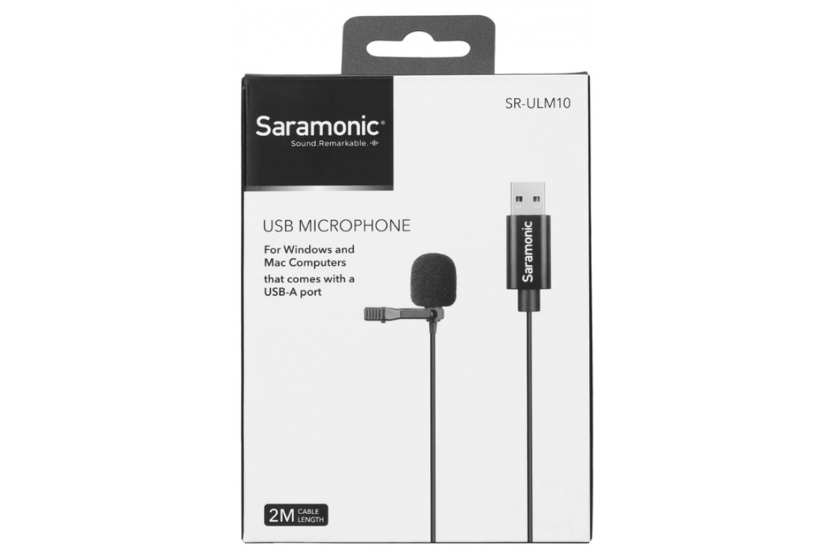 Микрофон петличный Saramonic SR-ULM10 для компьютера с кабелем 2 м, разъем USB