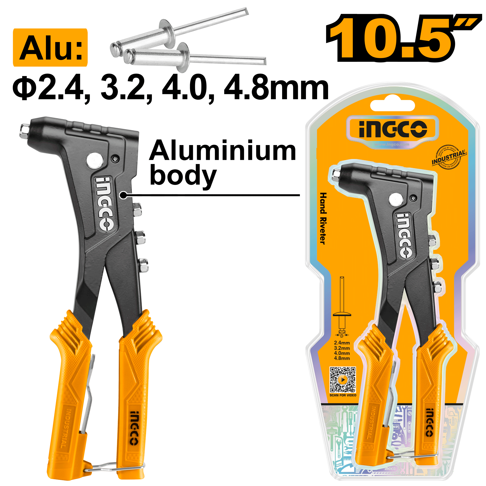 Зaклeпoчник ручной INGCO HR105 INDUSTRIAL 2,4-4,8 мм