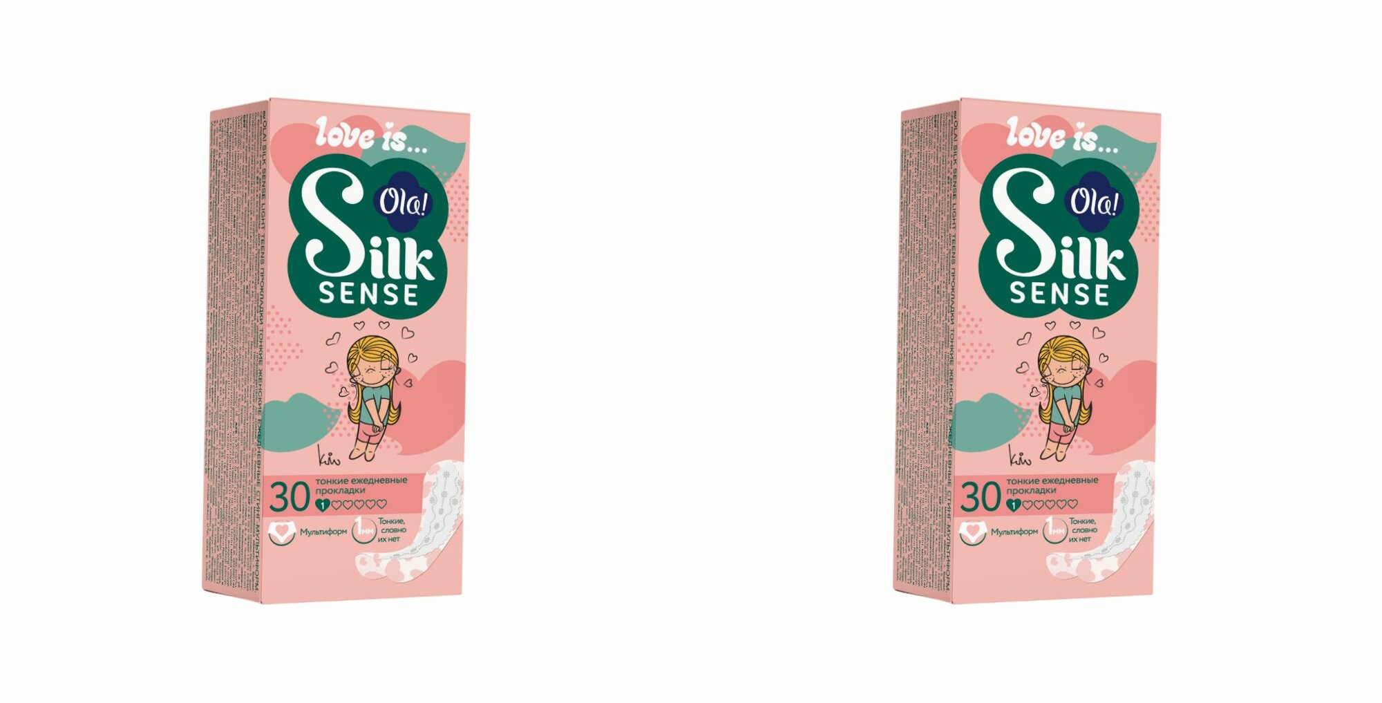 Ola! Прокладки женские Стринг-мультиформ Silk Sense Light Teens, 30 шт, 2 уп