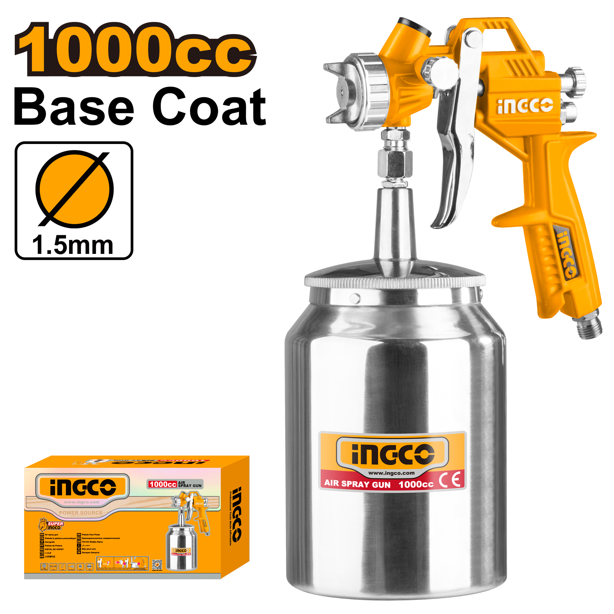 Краскопульт пневматический INGCO ASG3101 1000 мл 1,5 мм