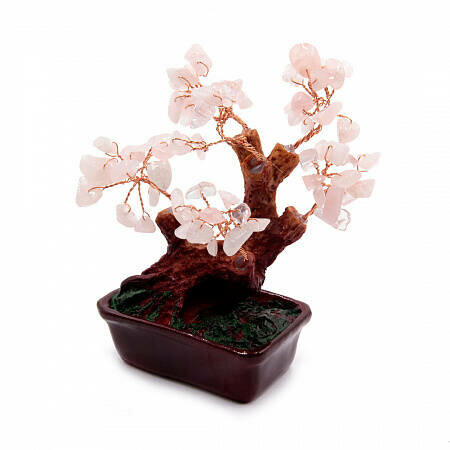 фото Статуэтка дерево счастья Розовый кварц (14 см на 8,5 см), 1 шт.