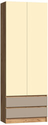 Шкаф Миф Челси Color 2-х дверный комбинированный слоновая кость / глиняный серый / дуб крафт 80x40x220 см