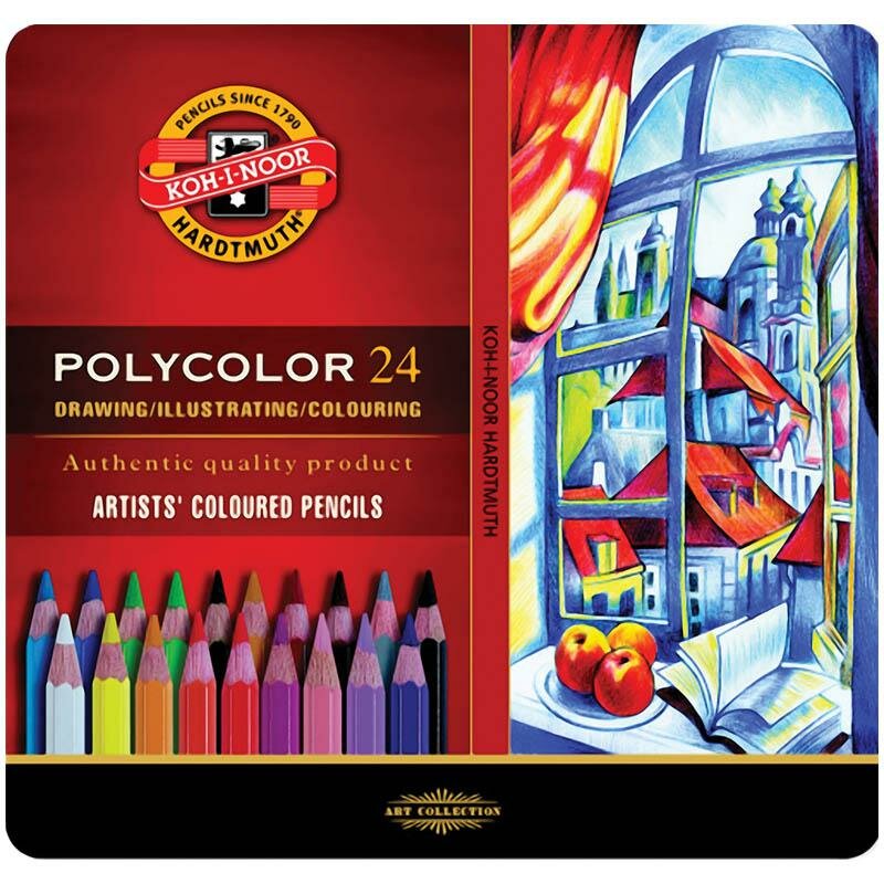 Карандаши "PolyColor" художественные 24цв., заточен., метал. пенал: 3824024002PL штр.: 8593539074816