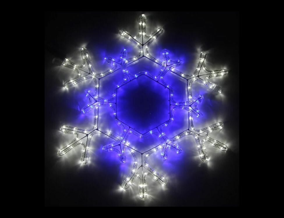 Светодиодная "Снежинка фигурная", дюралайт, 378 синих/холодных белых LED-огней, 72 см, коннектор, уличная, SNOWHOUSE