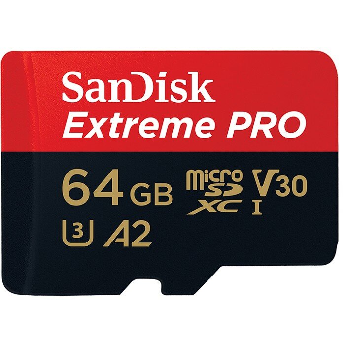 SanDisk Micro SecureDigital 64Gb UHS-I A2 C10 V30 U3 Extreme Pro SD адаптер 170MB s SDSQXCY-064G-GN6MA