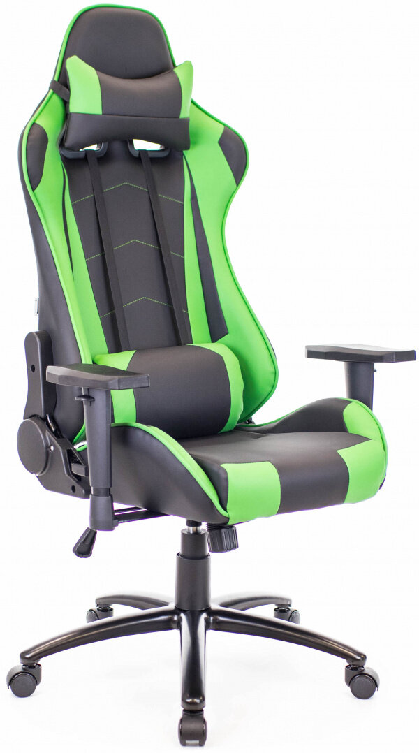Игровое кресло для геймеров Everprof Lotus S9 обивка: искусственная кожа, цвет: черный/зеленый