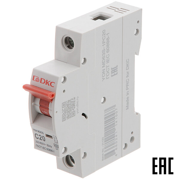 фото Автоматический выключатель YON max MD63S-1PC20 20А/1п/ 4,5кА на Din-рейку ДКС (2 шт. в комплекте)