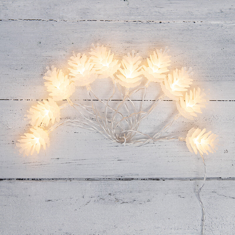 фото NEON-NIGHT Гирлянда светодиодная «Шишки» 1.5 м, 10 LED, прозрачный ПВХ, цвет свечения теплый белый, 2 х АА (батарейки не в комплекте) 303-098 (100 шт.)