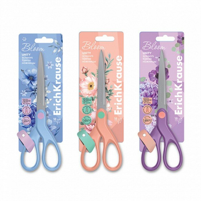 фото Ножницы 18 см ErichKrause Unity "Pastel Bloom" блистер, микс