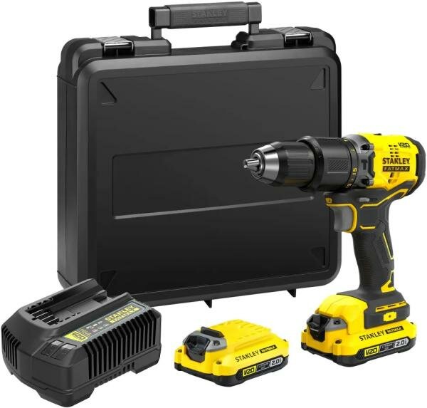 Аккумуляторная ударная дрель-шуруповерт STANLEY FATMAX V20, 18 В, 60 Нм, 1900 об/мин, 32300 уд/мин, с 2 АКБ 2 Ач и ЗУ, в кейсе, SFMCD715D2K - фото №3