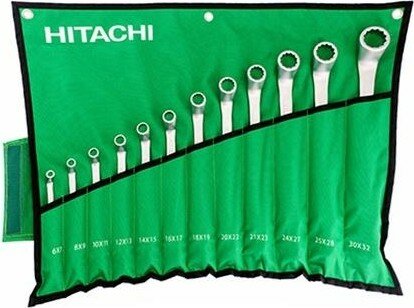 Набор раздвоенных кольцевых гаечных ключей Hitachi 12 предметов HTC-774019