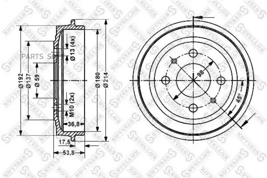 STELLOX 60252309SX 6025-2309-SX_барабан тормозной!\ Fiat Brava/Bravo/