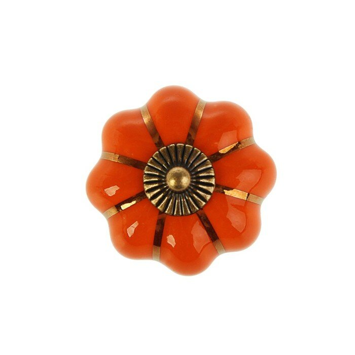 Тундра Ручка-кнопка PEONY Ceramics 001, керамическая, оранжевая - фотография № 4