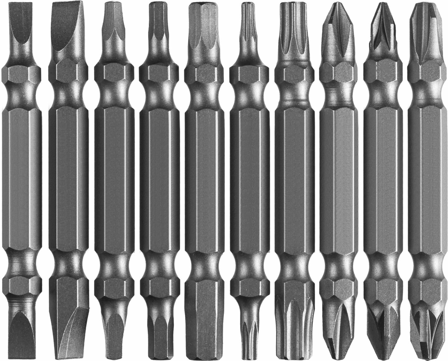 ЗУБР Набор ЗУБР: Биты длинные "МХ-10", Cr-V, двусторонние для шуруповерта в держателе, ( 26089-H10 ) - фотография № 8