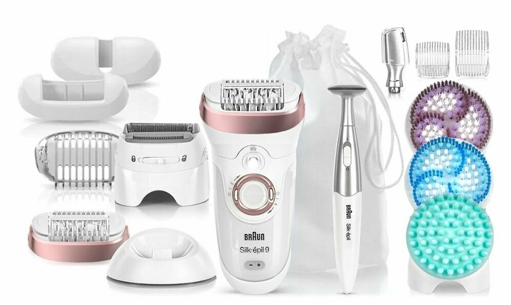 Эпилятор женский Braun Silk-epil 9 SensoSmart Extreme-Spa + триммер для бикини Braun Silk-pil SE9890