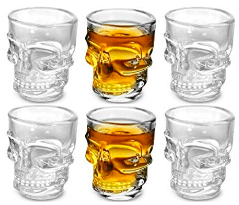 фото Подарки Набор из шести стеклянных стопок "Черепа" (40 мл)